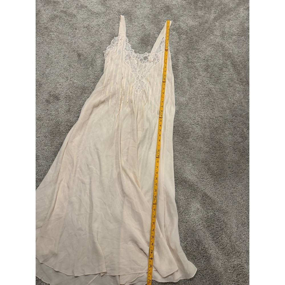 Vintage Victoria Secret 100% Silk Crepe Lace Maxi Nightgown Bridal Gold Crown S - Picture 4 of 8
